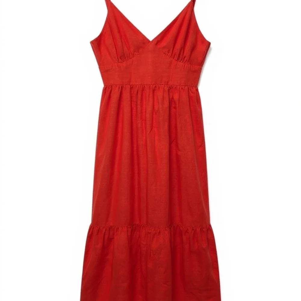 jessica simpson linen dress Jessica Simpson Size 12 Bow Halter Dress Linen Cream and Tan
